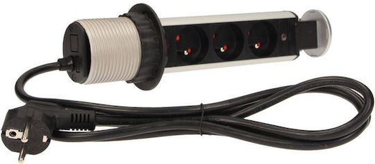 Orno Priză Electrică Triplu Mortice Argintie