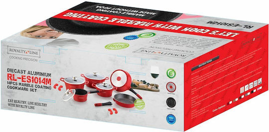 Royalty Line Royalty Line Kochgeschirr-Set aus Aluminiumguss mit roter Innenbeschichtung aus Stein 6-tlg