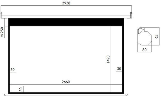 AvLink Elektrisch Wand-Bildschirmprojektor MTS-120/16:9 mit Bildlogo 16:9 270x150cm / 120"