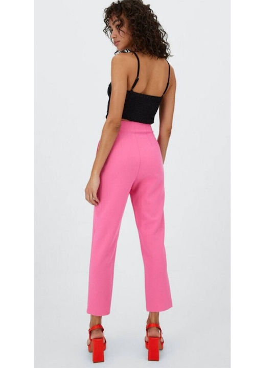 Mezzo Mezzo Women's High-waisted Fabric Trousers Pink