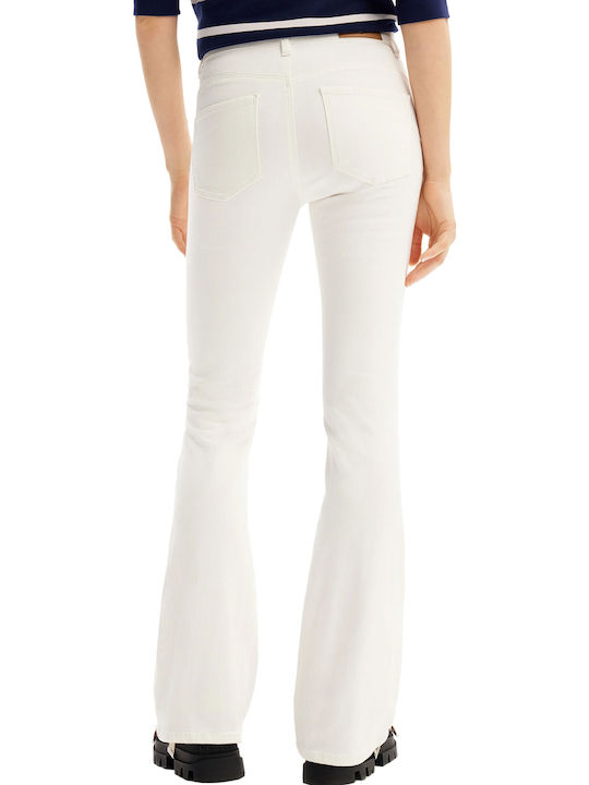 Ohio Women's Jean Trousers Flared Push Up White