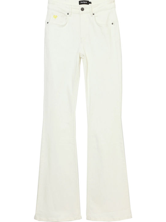 Ohio Women's Jean Trousers Flared Push Up White