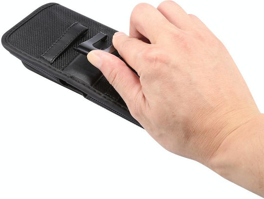 Langlebige Oxford-Stoff Horizontal Platte Hängende Taille Handy Gürteltasche Lederhülle Kartenfach Geeignet für 5.5-6.7 Zoll Smartphones Schwarz