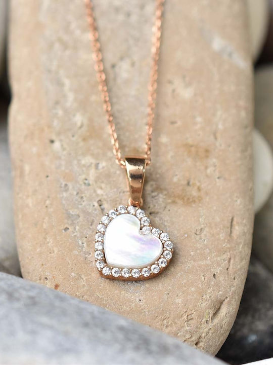 Goldjewels Κολιέ με σχέδιο Καρδιά από Ροζ Χρυσό 14Κ