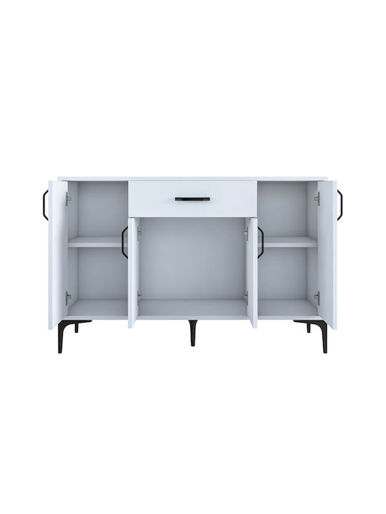 Μπουφές Luther Ξύλινος με Συρτάρια Λευκό 120x40x78.5cm