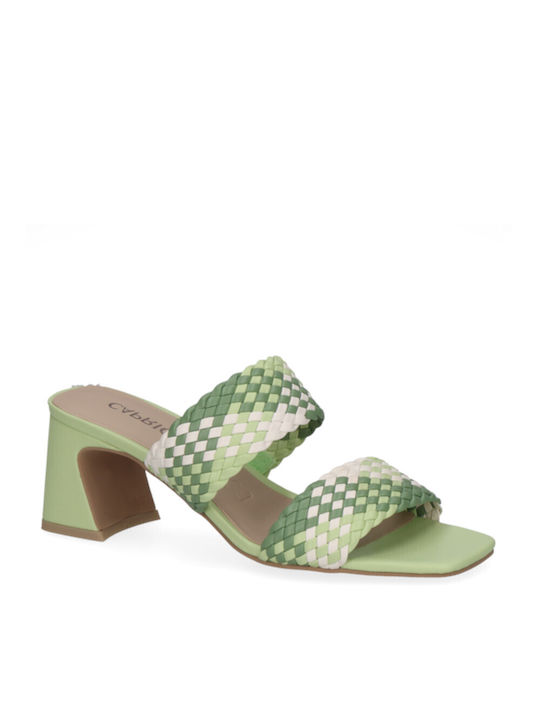 Caprice Synthetic Leather Women's Sandals Green with Medium Heel