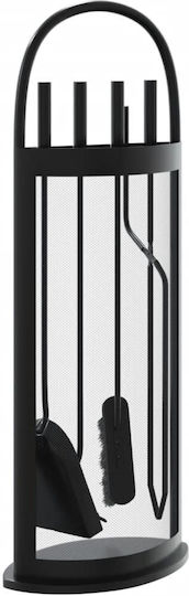 vidaXL Fireplace Tool Set with Stand Holder Black
