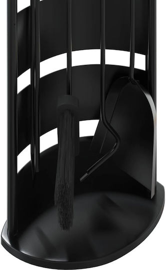 vidaXL Fireplace Tool Set with Stand Holder Black