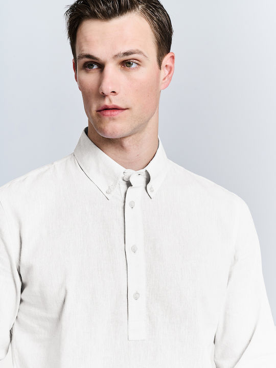 Staff Men's Long Sleeve Blouse Polo White