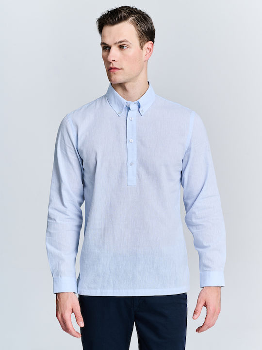 Staff Men's Long Sleeve Blouse Polo Sky Blue