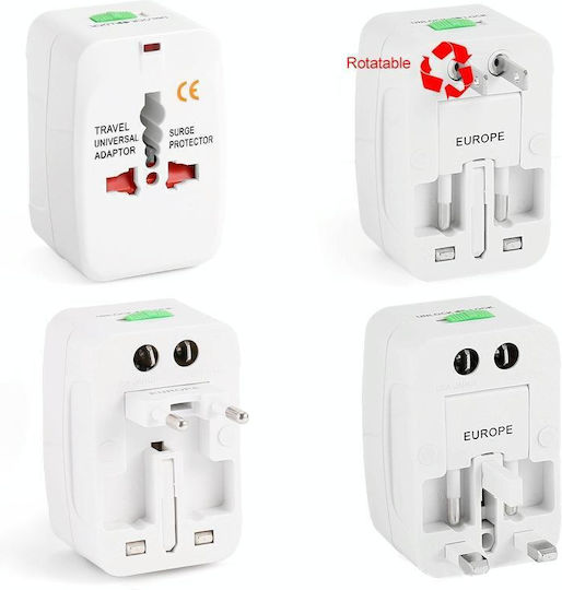 All In 1 EU + AU + UK + US Plug World Universal Travel Socket Adapter White