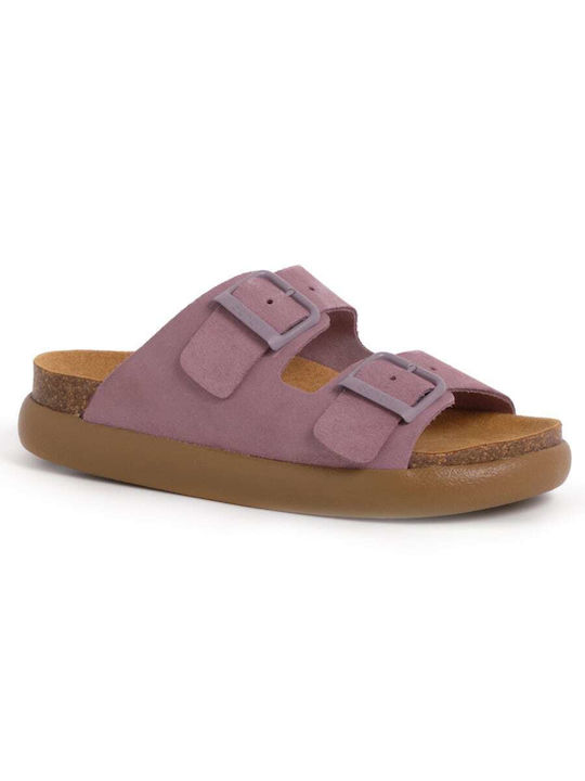 Noelle Chunky Leather Women's Flat Sandals Anatomic in Purple Color