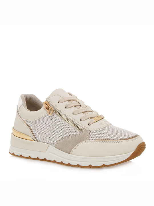 Seven Damen Sneakers Off White Glitter Gold