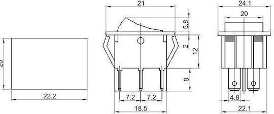 Tracon Electric Διακόπτης Rocker Πράσινο 1τμχ