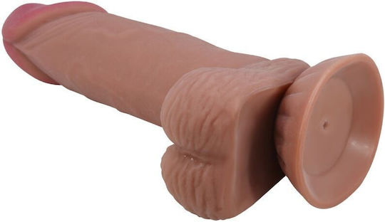 Pretty Love Sliding Skin Series Realistic Dildo Sliding Brown Skin Suction Cup 19.4 Cm