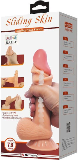 Pretty Love Sliding Skin Series Realistic Dildo Sliding Skin Suction Cup 19.4 Cm