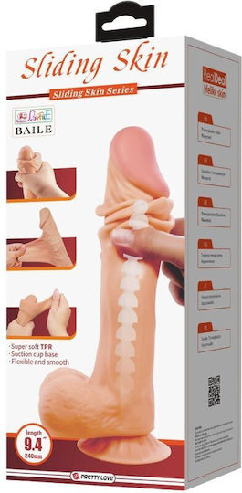 Pretty Love Sliding Skin Series Realistic Dildo Sliding Skin Suction Cup 24 Cm