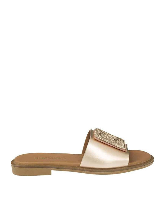 Leather Women's Flat Sandals Bronze