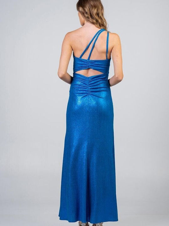 Baziana Maxi Dress with Slit blue royal