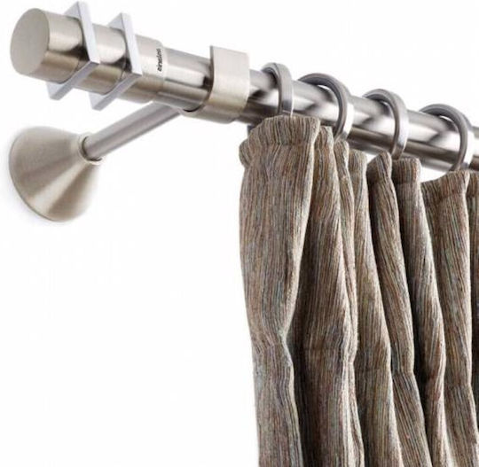 Aslanis Home Metallic Curtain Pole Double with Rod Φ25mm 160cm Satine Nickel