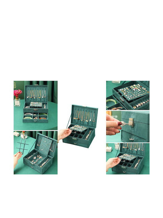 Metallic Green Jewellery Box 23x17x10cm