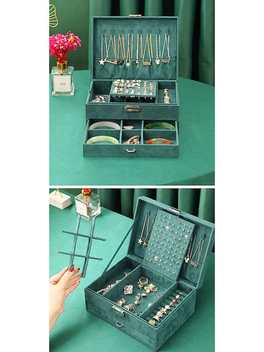 Metallic Green Jewellery Box 23x17x10cm