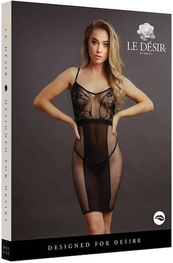 Sexy Lace Dress Le Desir Knee Length Lace Fishnet Dress Black
