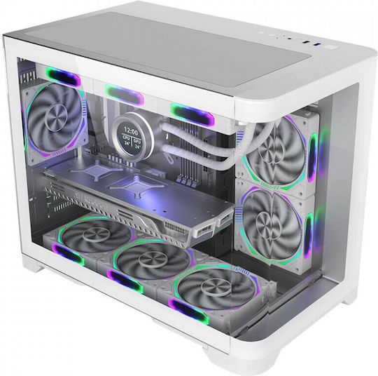 1STPLAYER UV6 Gaming Mini-Turm Computergehäuse mit Seitenfenster Weiß