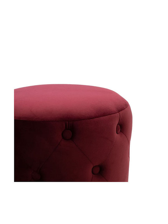 Stool For Living Room Upholstered with Velvet Cora Bordeaux-Gold 40x40x42cm