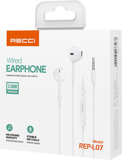 Recci Rep-l07 In-ear Handsfree Ακουστικά με Βύσμα 3.5mm Λευκό