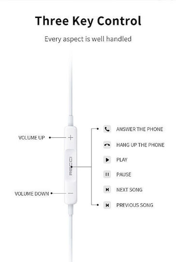 Recci Rep-l28 Earbuds Freisprecheinrichtung Kopfhörer mit Stecker Blitzschlag Weiß