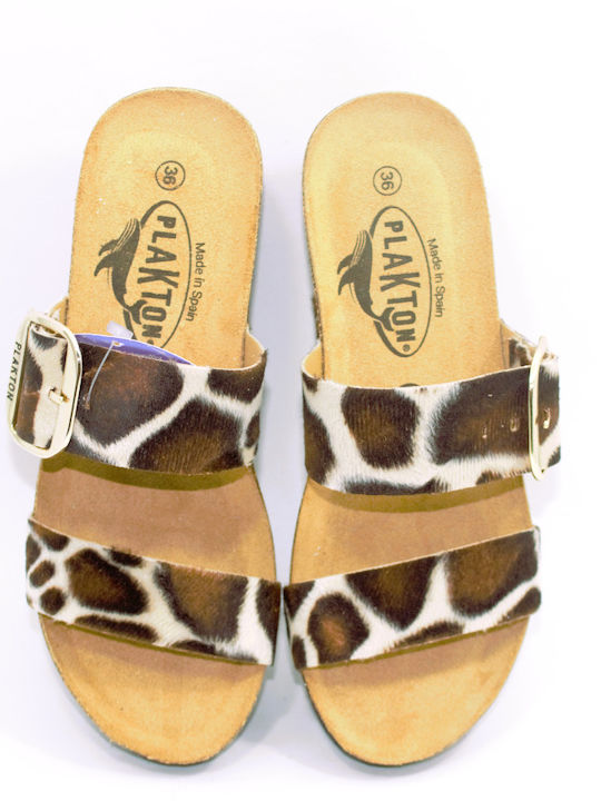 Δερμάτινα Γυναικεία Ανατομικά Σανδάλια Plakton Africa Houston Leopard