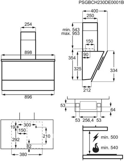 AEG 7000 Hob2hood Kamin-Dunstabzug 90cm Schwarz