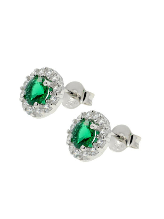 Cercei pentru femei Rozele ladyQ din argint 925 în culoare albă cu Zircon verde 442496