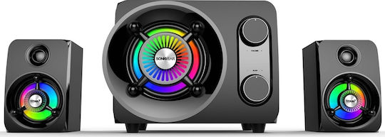 Sonic Gear Ηχοσύστημα 2.1 Titan 7 BTMI TITAN7BTMI 15W με Digital Media Player και Bluetooth Μαύρο
