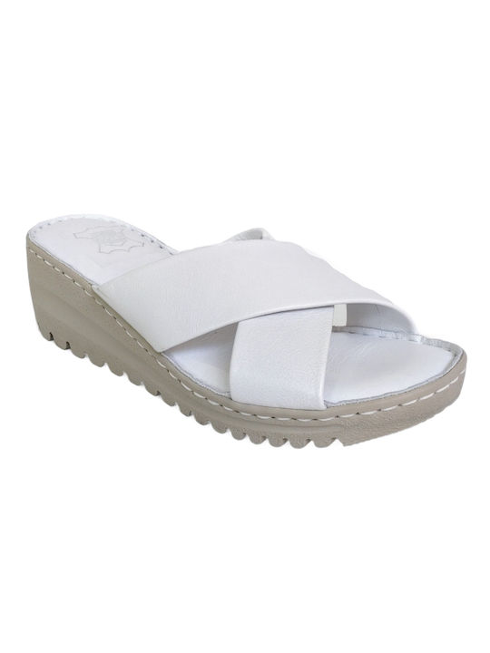 Gotsi Anatomic Anatomic Women's Leather Platform Wedge Sandals White