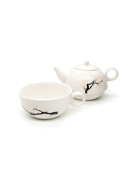 Kikkerland Tea Set with Cup Porcelain in White Color 1pcs