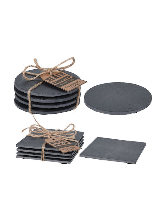 JK Home Decoration Round Stone Gray Coasters 10cm 4pcs