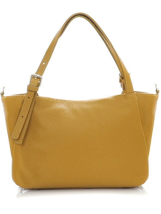 Leder Damentasche Schultertasche Gelb