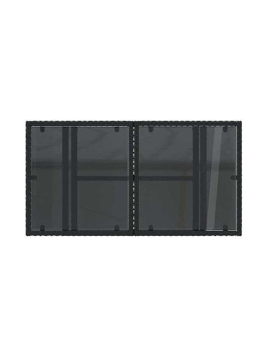 Outdoor Dinner Free Standing Table with Glass Surface and Rattan Frame Natural 100x55x73cm