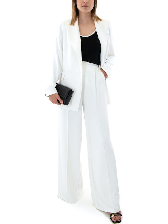 Women's Blouse Short Sleeve White-Black