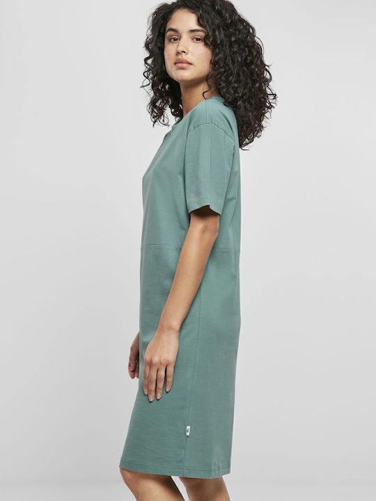 Summer Midi T-Shirt Dress Pale Leaf
