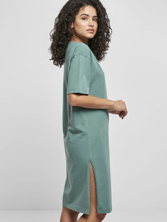 Summer Midi T-Shirt Dress Pale Leaf