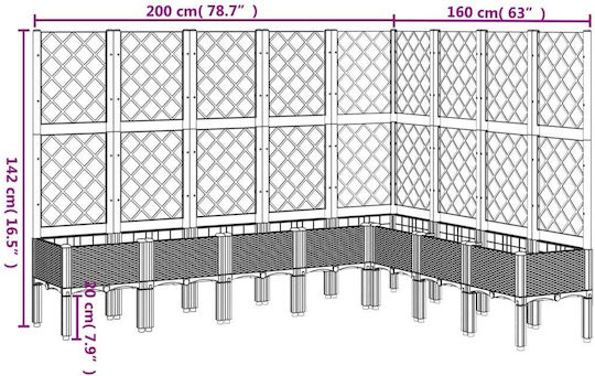 vidaXL Ζαρντινιέρα Πλαστική Λευκή 200x160x142εκ.
