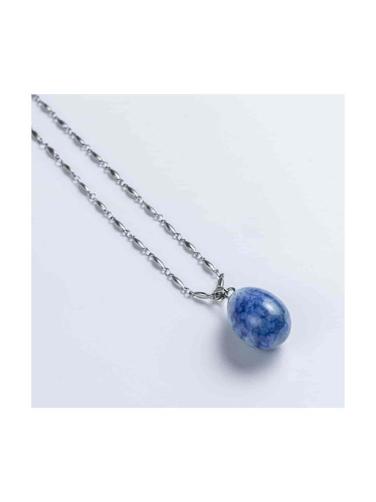 Egg Pendant Cuoro Egg Cuoro Semi-Precious Stone Sodalite