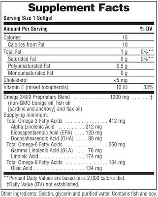 Nature's Plus Ultra Omega 3 6 9 Borage Oil & Flax Oil 90 softgels