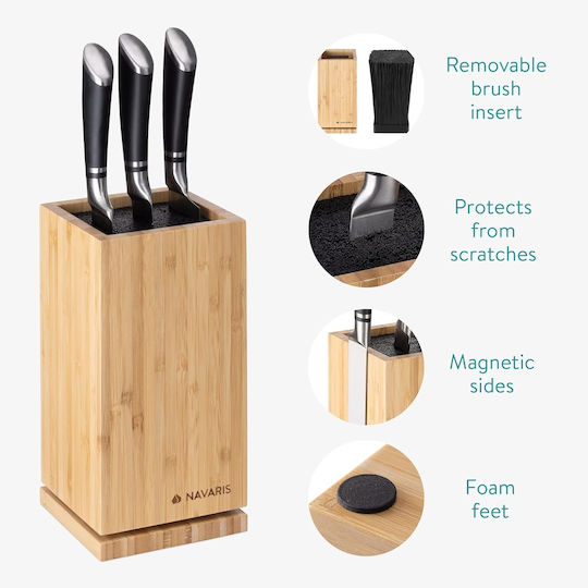 Navaris Magnetic Knives Block Wooden