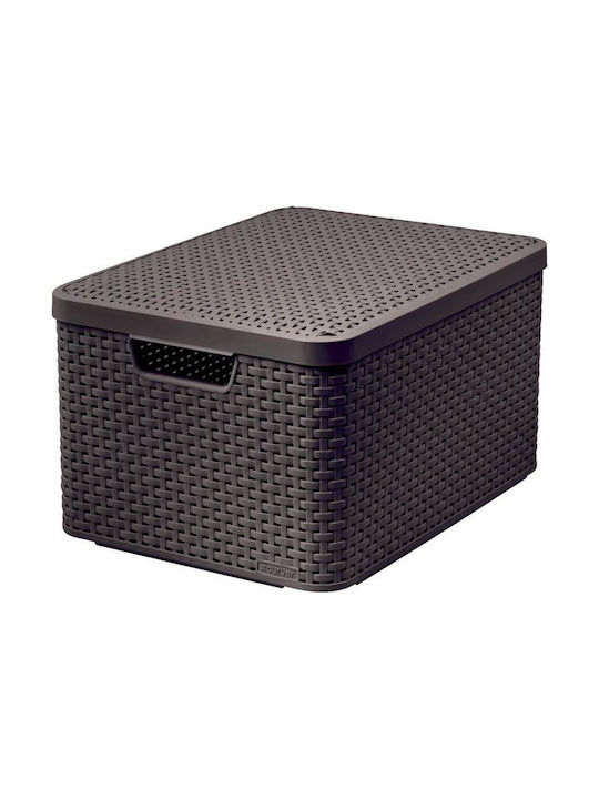 Curver Καλάθι Αποθήκευσης Rattan με Καπάκι Καφέ 30lt