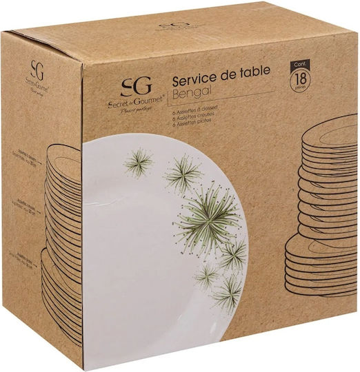 Secret de Gourmet Bengal Geschirrset aus Porzellan Weiß 18Stück
