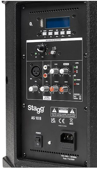 Stagg AS10B H00ST00009 Active Speaker PA 80W with Woofer 10" with Battery
